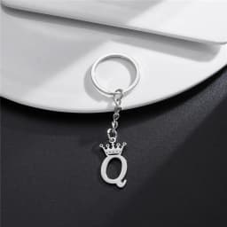 Unique DIY Crown Stainless Steel A-Z Letters Pendant Keychains for Men Women 26 Alphabet Car Key Ring Name Jewelry Keyrings Gift