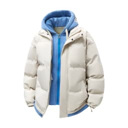2026 Winter Men's Cotton Jacket Fake Two Piece Cotton Jacket Youth Winter Coat Korean Edition Trendy Thick Cotton Coat New Style