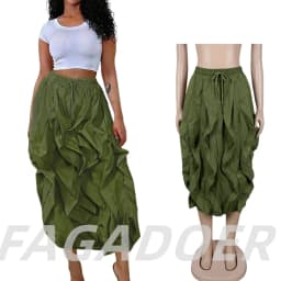 FAGADOER Casual Ruched Patchwork Lantern Sleeve Pants Women High Waist Drawstring Patchwork Pants Female Streetwear Trousers New