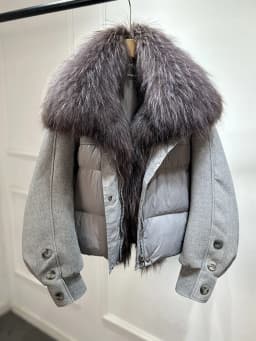 Lagabogy 2026 Natural Real Fur Collar Down Coat Women Thick Puffer Jacket Autumn Winter Loose Patchwork Sleeves Female Parkas
