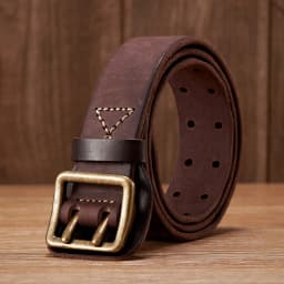 3.8CM Original Handmade Double-needle Buckle Men Belt Made Old Macho Jeans Belt Thick Real Genuine Leather Army Tactical Belt