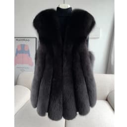Fox fur vest women's medium and long 2024 new fashion fur vest thick coat real fur for winter