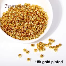 5 Sizes Round Spacer Beads 18K Gold Plated Brass Metal Beads Cut Pattern Separators Beads For DIY Handmade Jewelry Accessories