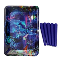 5pcs Airtight Storage Containers Smell Proof Holders with Metal Rolling Tray 18X12.5CM Tobacco Smoking Accessories