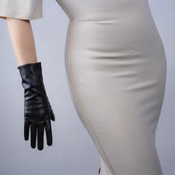 LONG GLOVES Faux Leather PU 15" 38cm Coffee Dark Deep Brown Loose Fit Unisex LLDLLNT