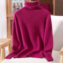 100% Pure Mink Fur Sweater Women's Pullover High Neck Knitted Sweater Autumn Winter New Item Pile Collar Thick Soft Base Sweater