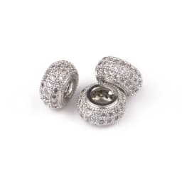 3pcs Micro Pave Zirconia Beads Round Geometry Metal Cubic Zircon Beads for DIY Bracelet Necklace Design Jewelry Crafts Making