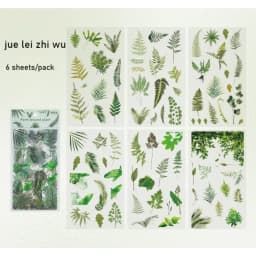 6 Sheets/pack PET Die-cut Sticker Retro Plants Flowers Ferns Clovers Lavenders DIY Scrapbook Junk Journal Collage Materials
