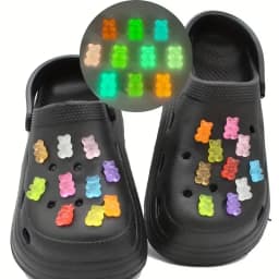 10/20PCS Glow-In-The-Dark Cute Bears Shoe Charms for Clogs Accessories Luminous Clips DIY Slides Sandals Shoe Buckles Decor
