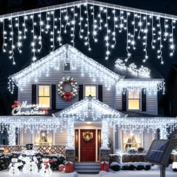 Solar Curtain Icicle Light 3.5M Eaves Decor Outdoor Fairy String Lights Wedding Party