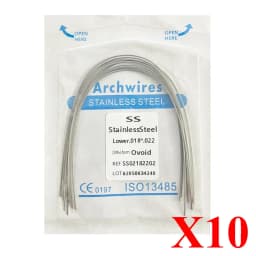 10pack AG Dental Arch Wires Orthodontic Super Elastic NITI Round Rectangle Archwire Lower/Upper 012/014/016/018/020/16x16/16x22