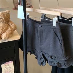 Lace oversized woolen shorts for autumn and winter 2025 high-end grey style high-waisted slimming wide-leg pants casual pants
