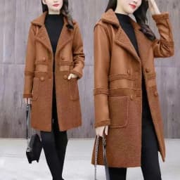 Large Size Jacket Women's New Two-Sided Fur Coat Autumn Winter 2025 Lambswool Outerwear Long Padded Overcoat Ladies Leather Tops