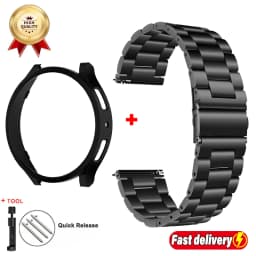 Metal Starp+Case for Samsung Galaxy Watch6 Classic 43mm 47mm PC Case for Galaxy Watch6 5 40mm44mm Stainless Steel Bracelet Strap