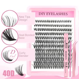 600pcs Individual Eyelash Extensions Thick Fluffy 30D-100D Mix Length DIY Cluster Lashes 8mm-16mm Easy Application And Removal
