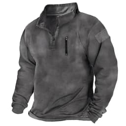 New Solid Outdoor Hoodies Men Long Sleeve Warm Windproof Pullover Sweatshirt Male Solid Loose Stand Collar Zipper Casual Hoodie