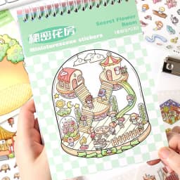1Style 40Pcs/book Cartoon cute 3D three-dimensional scene sticker book Students' stickers handbook stickers to develop hands-on