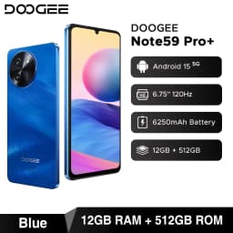 Global Version DOOGEE Note59 Pro+ 5G Smartphone 36GB(12+24) 512GB 6.75" HD+ 120Hz UNISOC T8200 50MP Camera 6250mAh Battery NFC