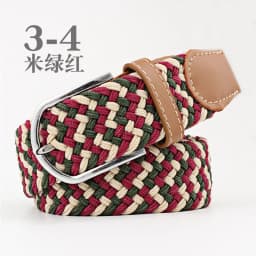 3.3x107cm Solid Color Elastic Braided Belt Casual Men's Women's Belt Stretch Canvas Pin Buckle Waistband