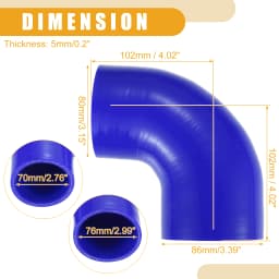 UXCELL 51mm ID to 63mm ID 51mm ID to 76mm ID Universal 90 Degree Elbow Silicone Hose Coupler Turbo Intercooler Intake Piping