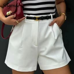 Stigende Women Summer Wide Leg Shorts Solid Color Loose Fit Pocket Shorts
