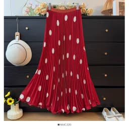 Sweet & Vintage A-Line Pleated Skirts for Tall Women - 2026 Spring Summer High Waist Flowy Skirt