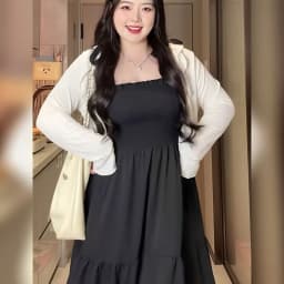 plus Size Summer Dress Women's Strapless Sun Protection Skirt Set Hepburn Style Black Dress Shoulder Covering Soft Polyester