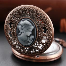 Classic Goddess Head Embossed Quartz Pocket Watch Red Ancient Pendant Necklace Chain Universal Fob Watch for Boys and Girls