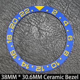 Sloping 38mm * 30.6mm Ceramic/Aluminum Blue Luminous Bezel GMT and Diving Watch Insert Fit for 40mm Watch Case Replacement Watch