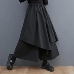 Solid Color Gothic Wide-leg Pants Women's 2026 Spring And Summer New Asymmetrical Hakama All-match Oversized Nine-point Pants