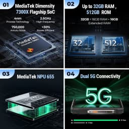 Ulefone Armor 33 Pro 5G Rugged Phone Smartphone Android 14 32GB+512GB 25500mAh Night Camera 64MP NFC Loud Speaker