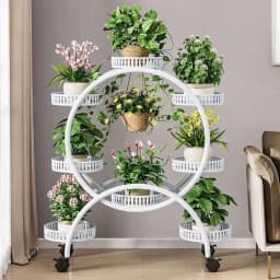 Floor Standing Mobile Plant Rack with Wheels Epipremnum Pot Stand Iron Multi-Layer Balcony Flower Shelf Storage Organizer