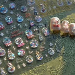 5D Laser Winter Snowflake Christmas Shiny Rhinestone Embossed Relief Self Adhesive Nail Art Decoration Sticker Manicure Decals