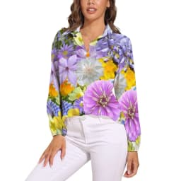 Vintage Flower Print Loose Blouse Irises by Van Gogh Simple Oversized Blouses Woman Long-Sleeve Cute Shirts Autumn Graphic Top