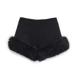 KONDALA 2026 Spring Summer Faux Fur Patchwork Women Black Casual Shorts Fashion Valentine‘s Day Elegant Ladies High Waist Shorts