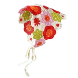 Creative Multicolor Knitting Flower Headband Little Daisy French Crochet Triangle Headscarf Spring Outing Pastoral Style Scarf