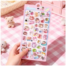 1 pc/4 pcs Cute Animals Sweet 3D Relief Stickers Journaling DIY Diary Stationery Sticker Decor School Supplies Gift