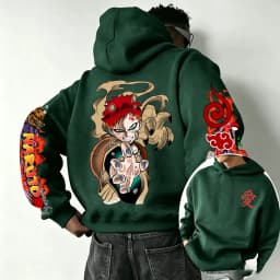 Naruto Gaara 2026 Spring and Autumn New Cartoon Anime Harajuku Y2K Street Fashion Couple Hooded Sweatshirt