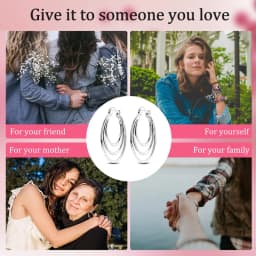 925 Sterling Silver Earrings Women Sparkling Triple-layer Oval Coil Hoop Earring For Anniversary Wedding Jewelry Gifts
