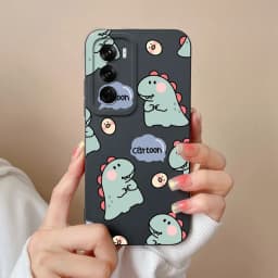For OPPO Reno12 Pro 5G Case Lovely Dinosaur Liquid Silicone Soft Cases Shockproof Phone Cover For OPPO Reno 12 12Pro Fundas Capa