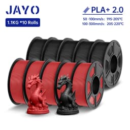 JAYO 3D Filament PLA + 2.0 10 Rolls Upgrade PLA plus 3D Printer Filament Neatly 3D Printing Material For FDM Multicolor