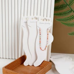 White Foot-shaped Paper Card For Anklet DIY Jewelry Making Stainless Steel Fashion Jewelry Packaging Display Holder Wholesale
