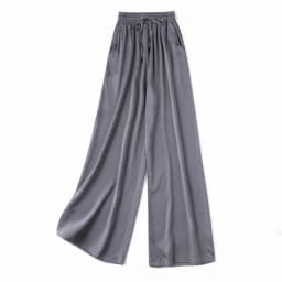 Vertical Naked Feeling 93% Natural Mulberry Silk Elastic Double Qiao Satin Elastic Waist Women's Fashionable Wide Leg Pants