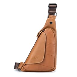 Head Layer Cowhide Chest Bag, Genuine Leather Men's Triangle Bag, Fashionable Retro Mini Bag, Single Shoulder Crossbody Bag