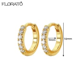 925 Silver Needle Crystal 9mm Small Hoop Earrings for Women Minimal Huggie Earrings Colorful Zircon Piercing Earrings Jewelry