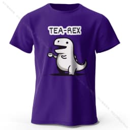 Men's Tea-Rex Dinosaur Printed 100% Cotton T-Shirt, Soft & Breathable Round Neck Short Sleeve Tee, Unisex Fun & Quirky Style