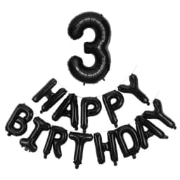 Black 32-Inch Number 1-30 Balloons and 16-Inch 'Happy Birthday' Letter Foil Balloons Set Birthday Party Decoration Supplies