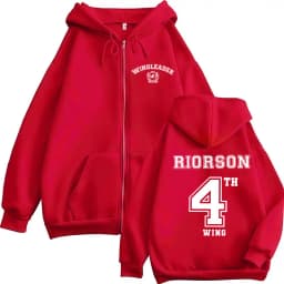 Wing Leader Xaden Riorson Zip Up Hoodie Basgiath War College Fourth Wing Fans Coats Sweatshirt Men Women Casual Oversized Hooded