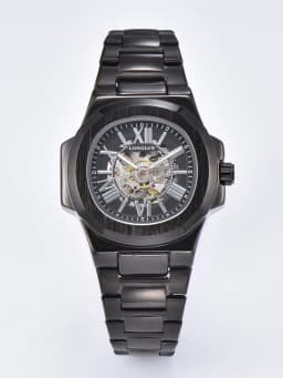 LONGLUX HOT SALE NEW Automatic Mechanical Men Watch Rome Business Waterproof Skeleton Luminous Stainless Steel Gift Watch