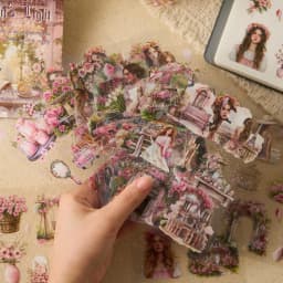 20/80pcs Kawaii Die cut PET Sticker Creative Landscape Character Handbook DIY Scrapbooking Material Aesthetic Stationery Sticker